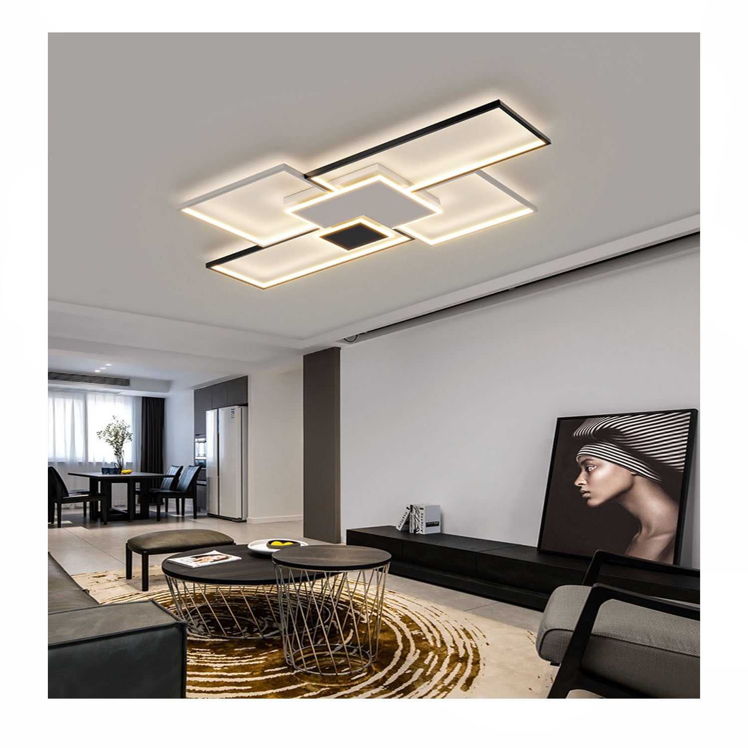 lampadario Plafoniera a Led con luci incorporate a led Si può cambiare 3 tonalità di luce calda, naturale e fredda