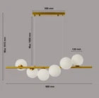 Lampadario a Sospensione 6xG9 Sfere Vetro 13CM Bronzo Portalampada Interno IP20