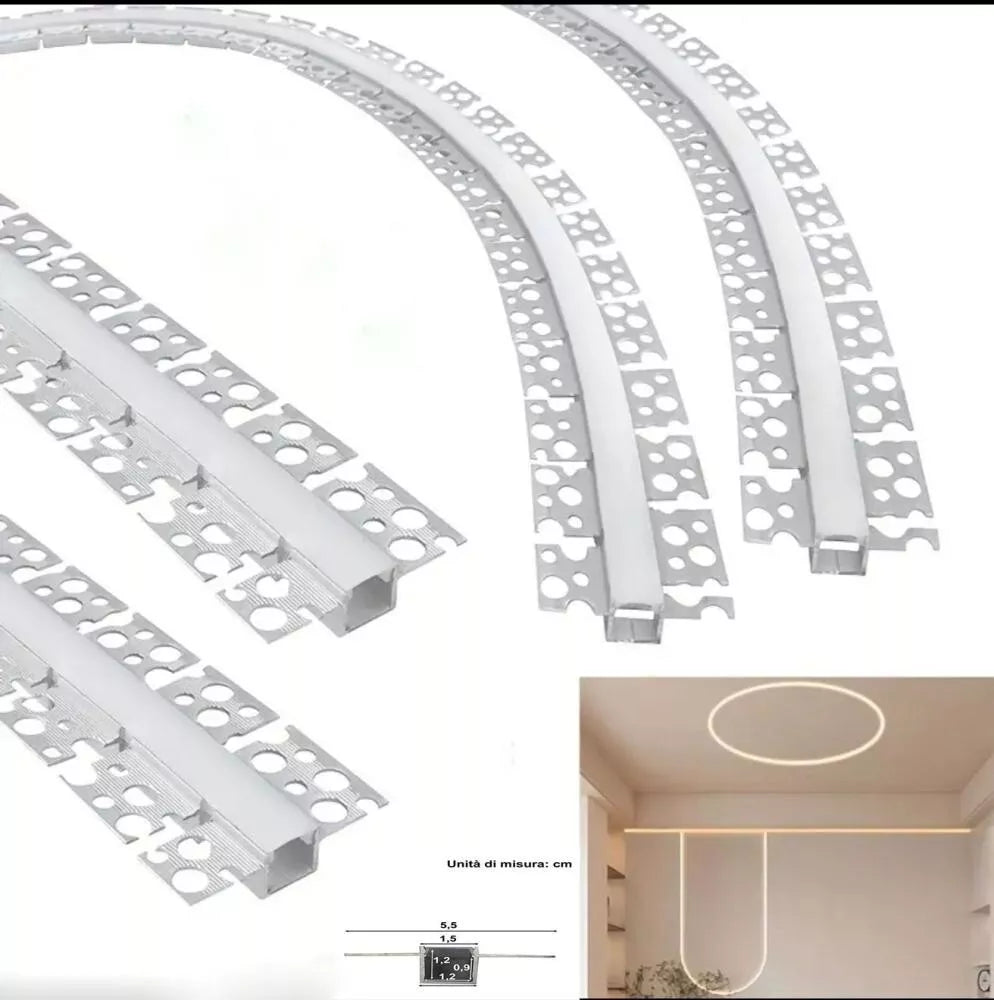 Profilo in alluminio a Led da incasso curvo copertura in Silicone flessibile