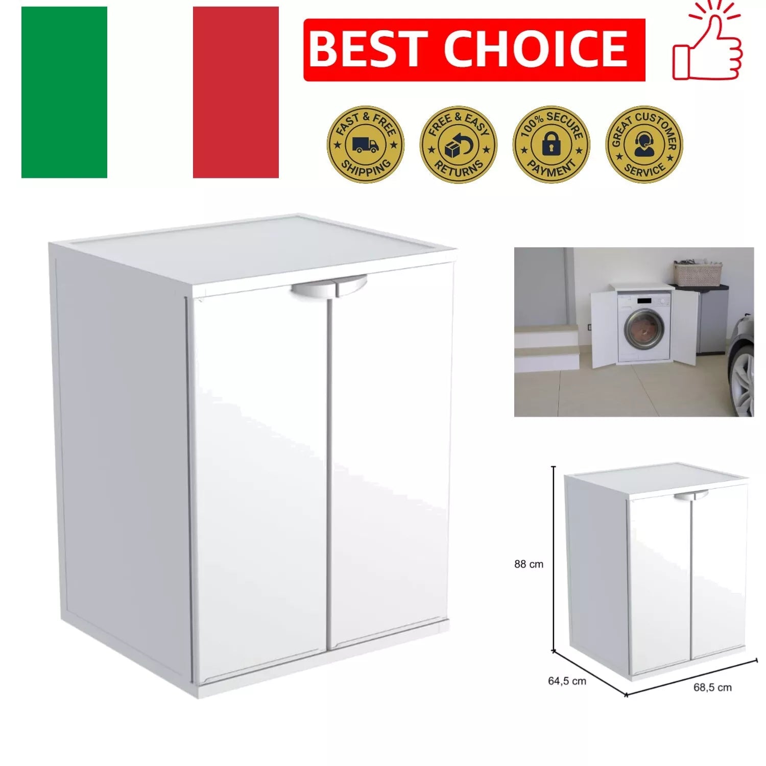 Copri Lavatrice Mobile Mobiletto Protezione 2 Ante Misura In PVC Interno Esterno