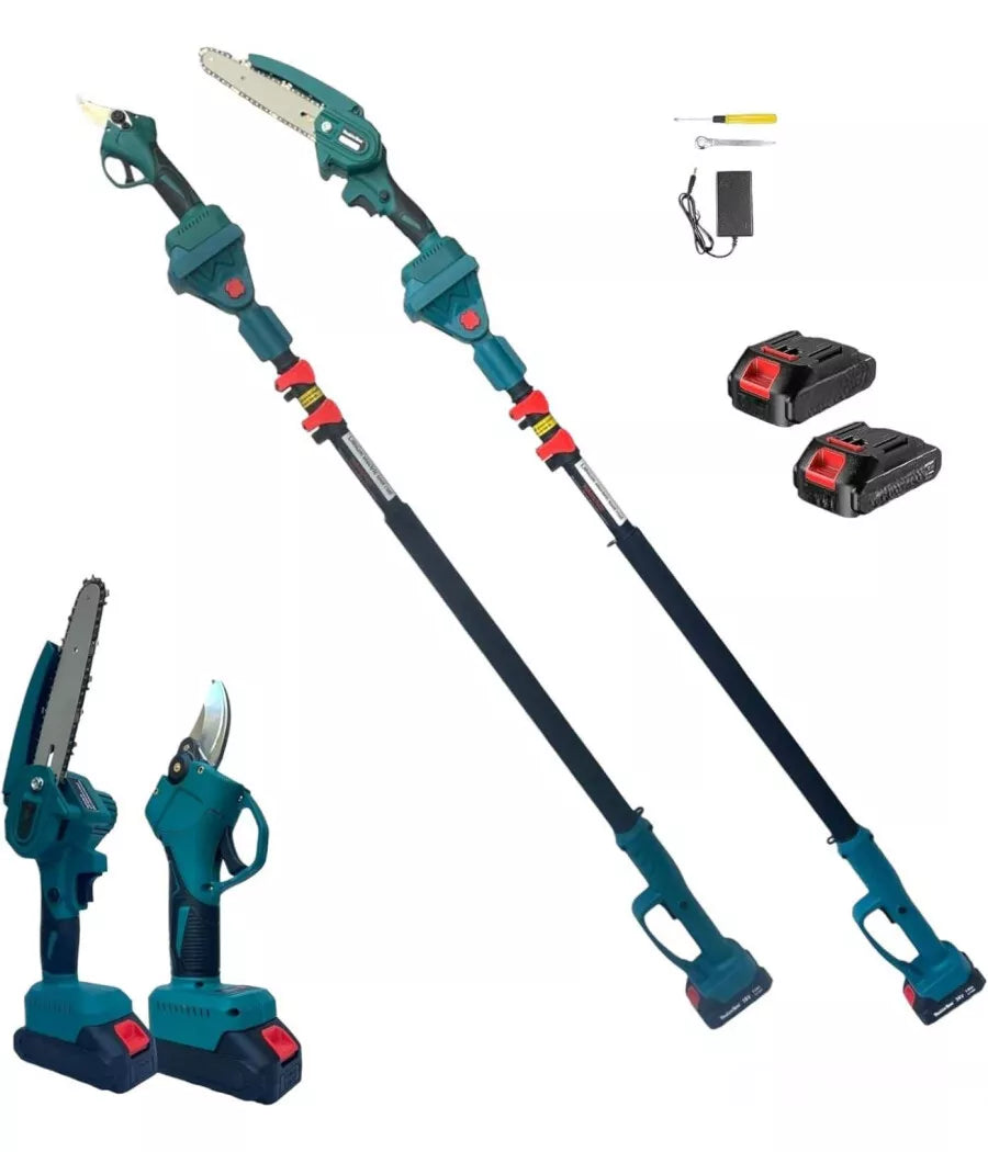 Kit Per Potatura Professionale Mini Motosega + Forbice Cesoia + Asta Telescopica
