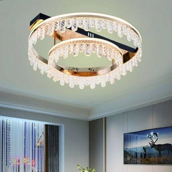 Plafoniera Lampadario Da Soffitto Led Dorata 72 W 3 Colorazioni Di Luce