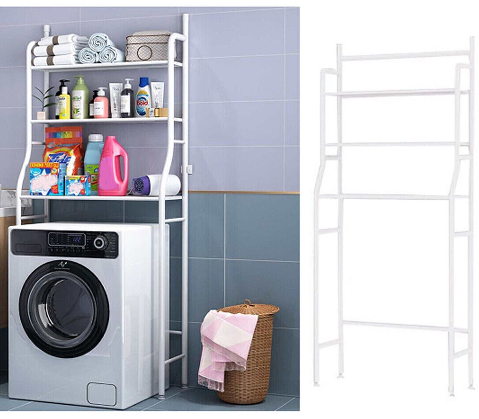 SCAFFALE SALVASPAZIO 155X65X25 PER BAGNO SOPRA LAVATRICE 3 RIPIANI BIANCO
