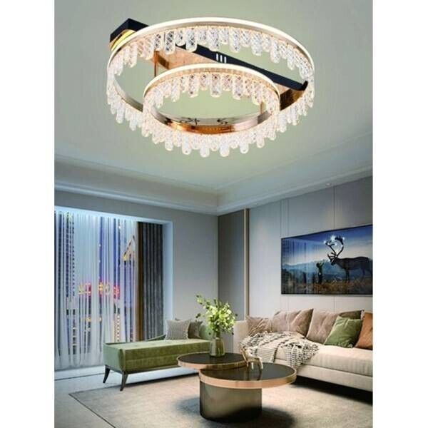 Plafoniera Lampadario Da Soffitto Led Dorata 72 W 3 Colorazioni Di Luce