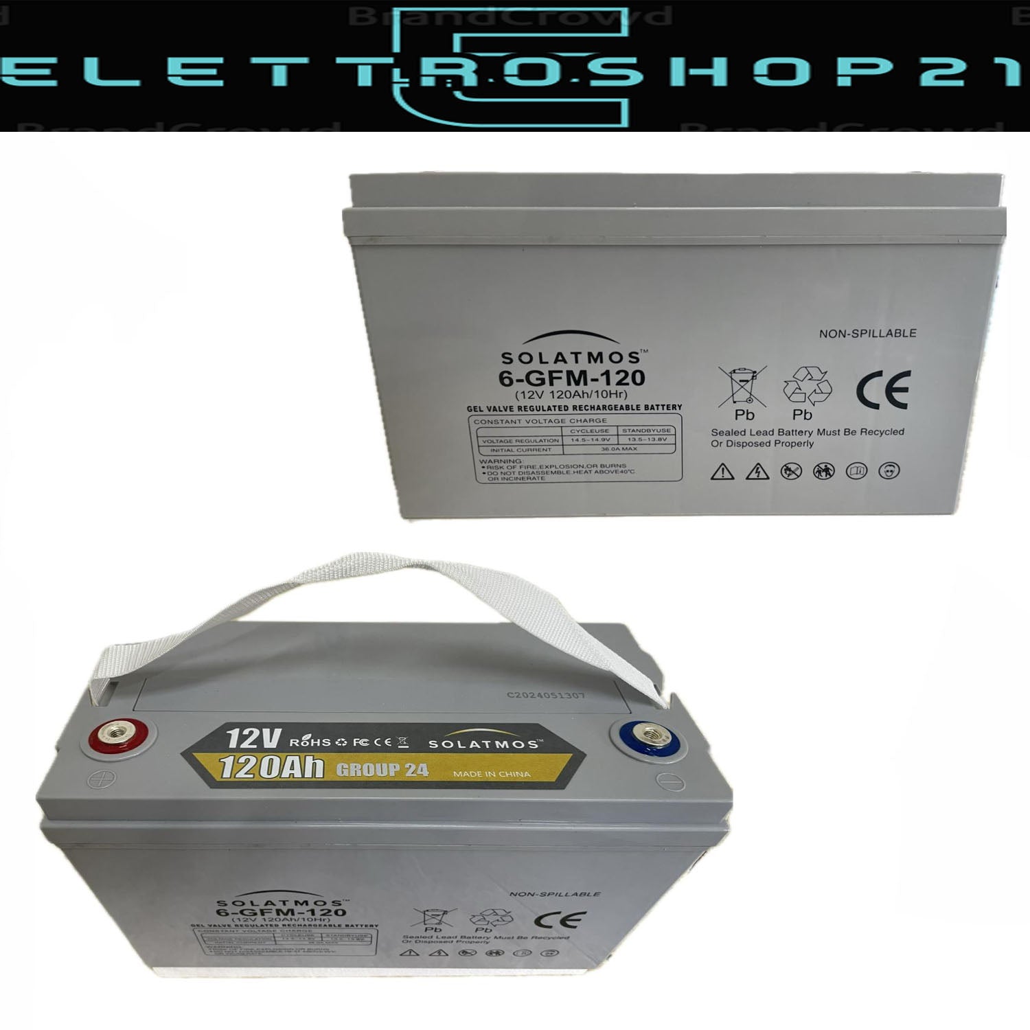 BATTERIA GEL 12V 120 AH VRLA PER FOTOVOLTAICO PANNELLO SOLARE CAMPER ACCUMULO UP