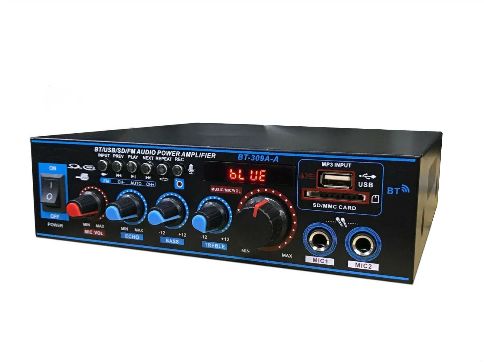 AMPLIFICATORE BLUETOOTH STEREO MP3 RADIO FM HI-FI USB AUX