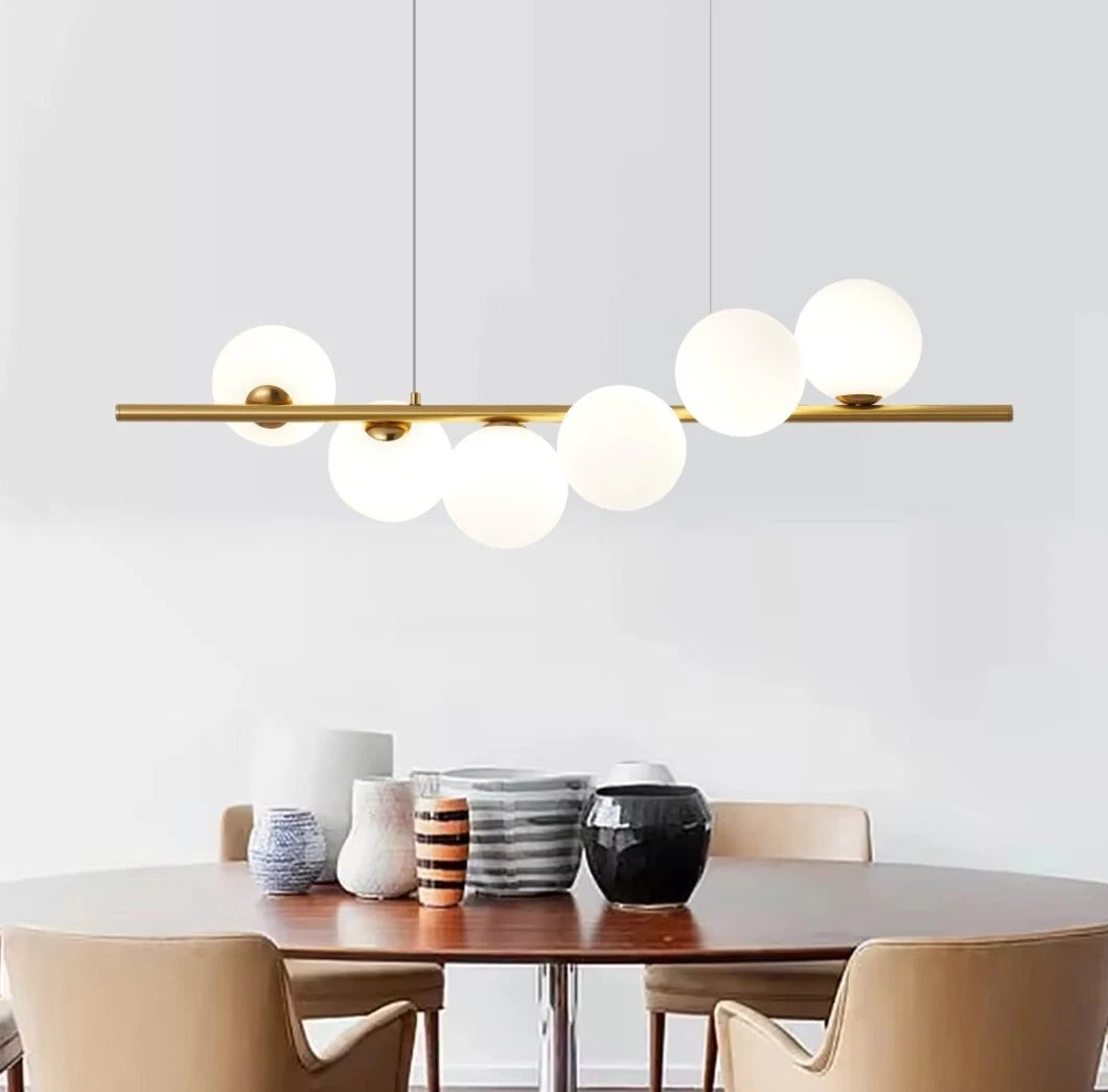 Lampadario a Sospensione 6xG9 Sfere Vetro 13CM Bronzo Portalampada Interno IP20