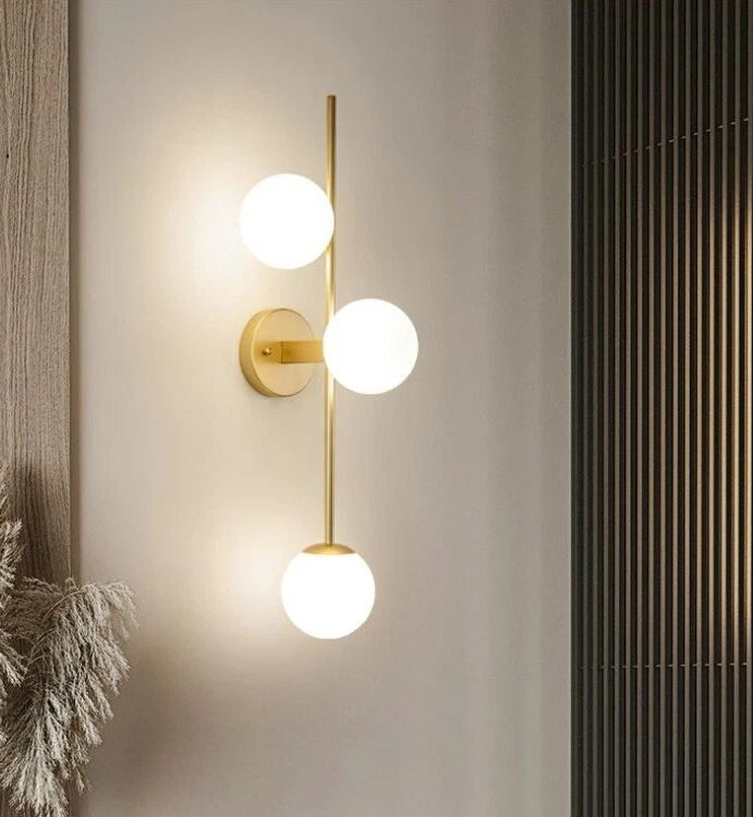 Applique da Parete Attacco 3xG9 Stile Dolomiti Tre Sfere Vetro Oro IP20 Interni