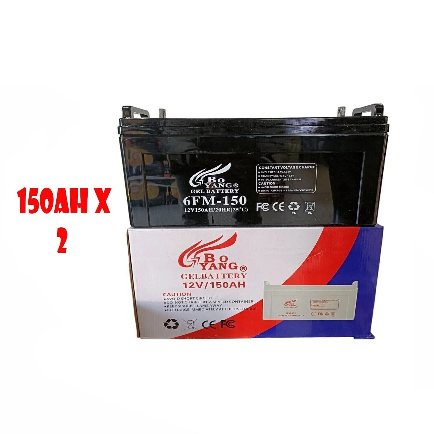 KIT 2 GEL BATTERIA 150 AH 300 AH PER KIT FOTOVOLTAICO PANNELLO SOLARE CAMPER ...