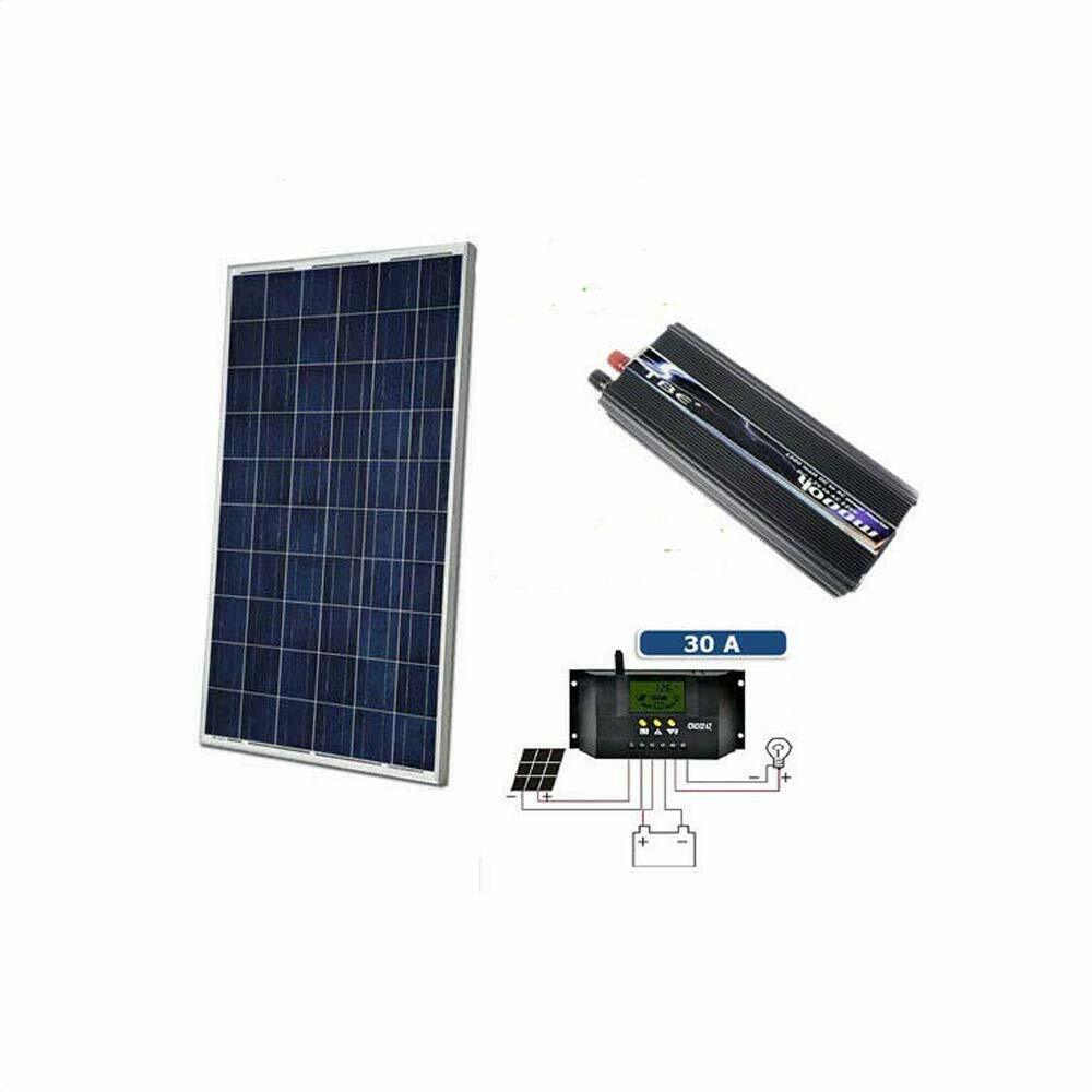 Kit Fotovoltaico 1Kw Giornaliero Pannello 100 W Pwm Inverter 2000w Isola Solare regolatore 30 ah