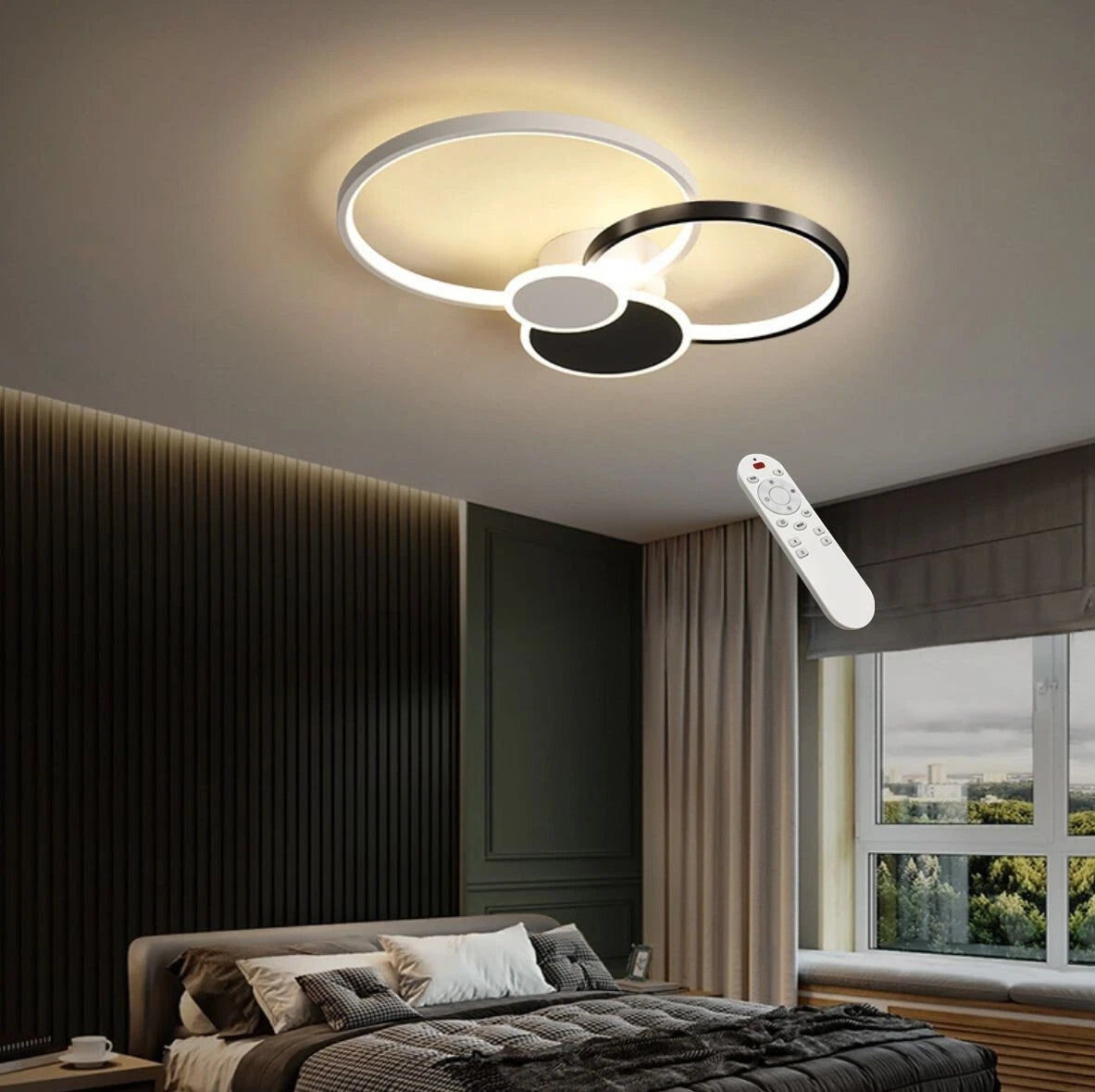 Plafoniera da soffitto a led cerchi luminosi luce regolabile dimmerabile 41W IP2
