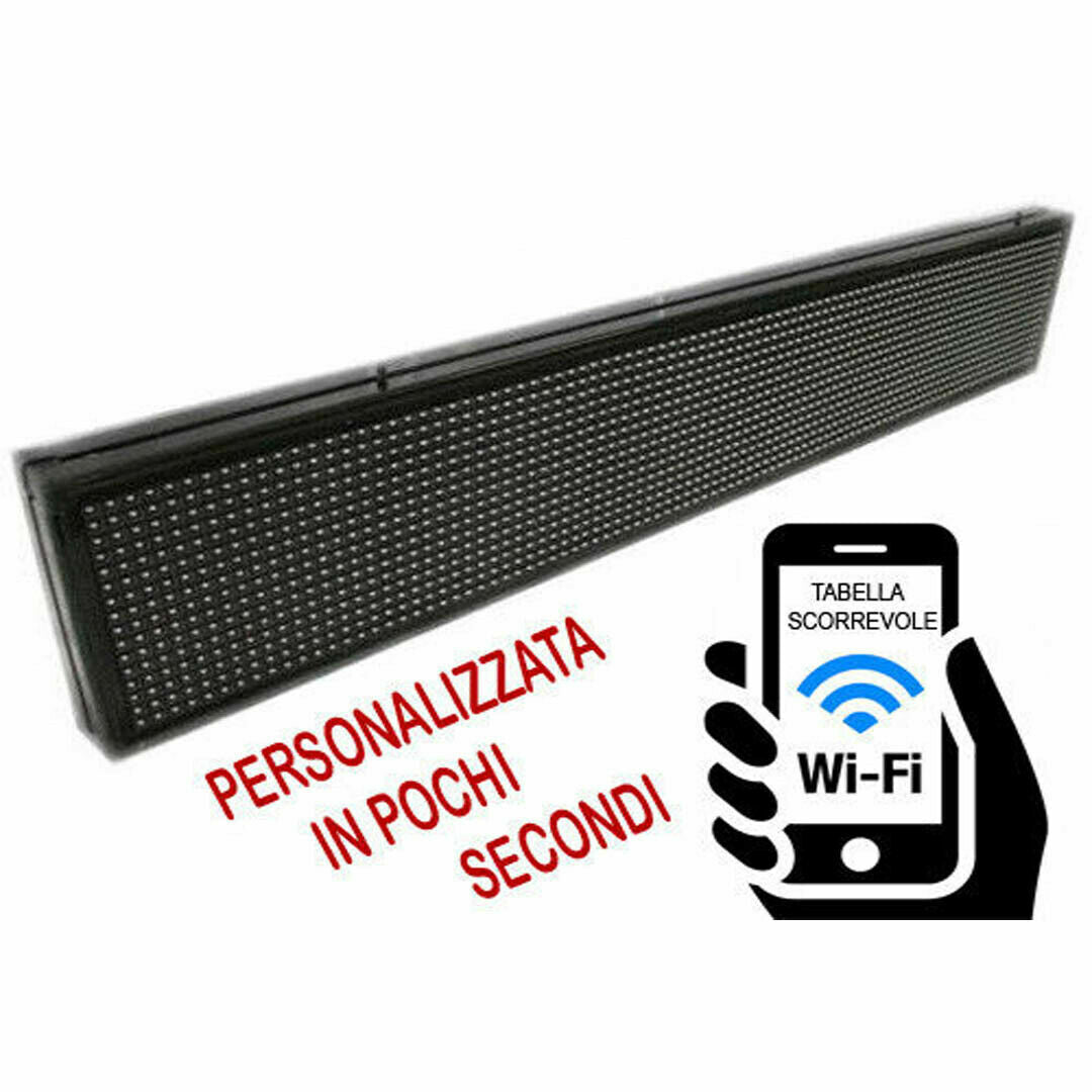 INSEGNA TABELLA LUMINOSA LED WIFI SCRITTA PERSONALIZZATA SCORREVOLE LUCE BIANCA