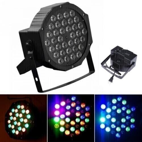 PROIETTORE LUCE EFFETTO FLAT PAR LIGHT RGB 36W ALTA LUMINOSITA 36 LED FARO DMX 5