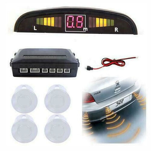 KIT 4 SENSORI DI PARCHEGGIO PER AUTO CON DISPLAY SUONO LED ACUSTICO VERNICIABILI