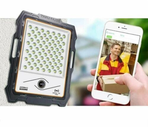 FARO LED ESTERNO PANNELLO SOLARE CREPUSCOLARE 100W 200W 300W 400W CON TELECAMERA